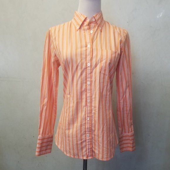 J.Crew orange striped button down size XS (P25) - Picture 2 of 8